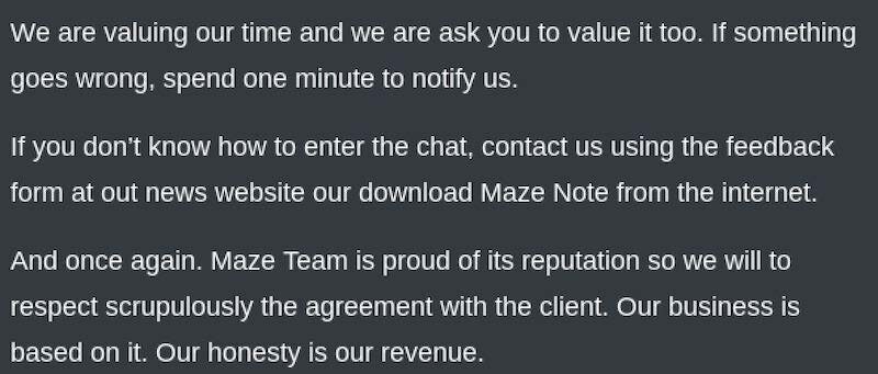 Figure 3: Screenshot of Maze Statement