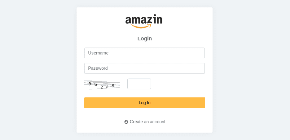 Figure 1: Amazin Market’s Log-In Page