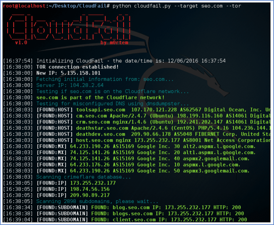 Figure 13: Source, Screen capture of Cloudfail.py (Source: github.com)