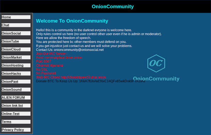 Screenshot of page on OnionCommunity that is very similar to Winzen’s former layout