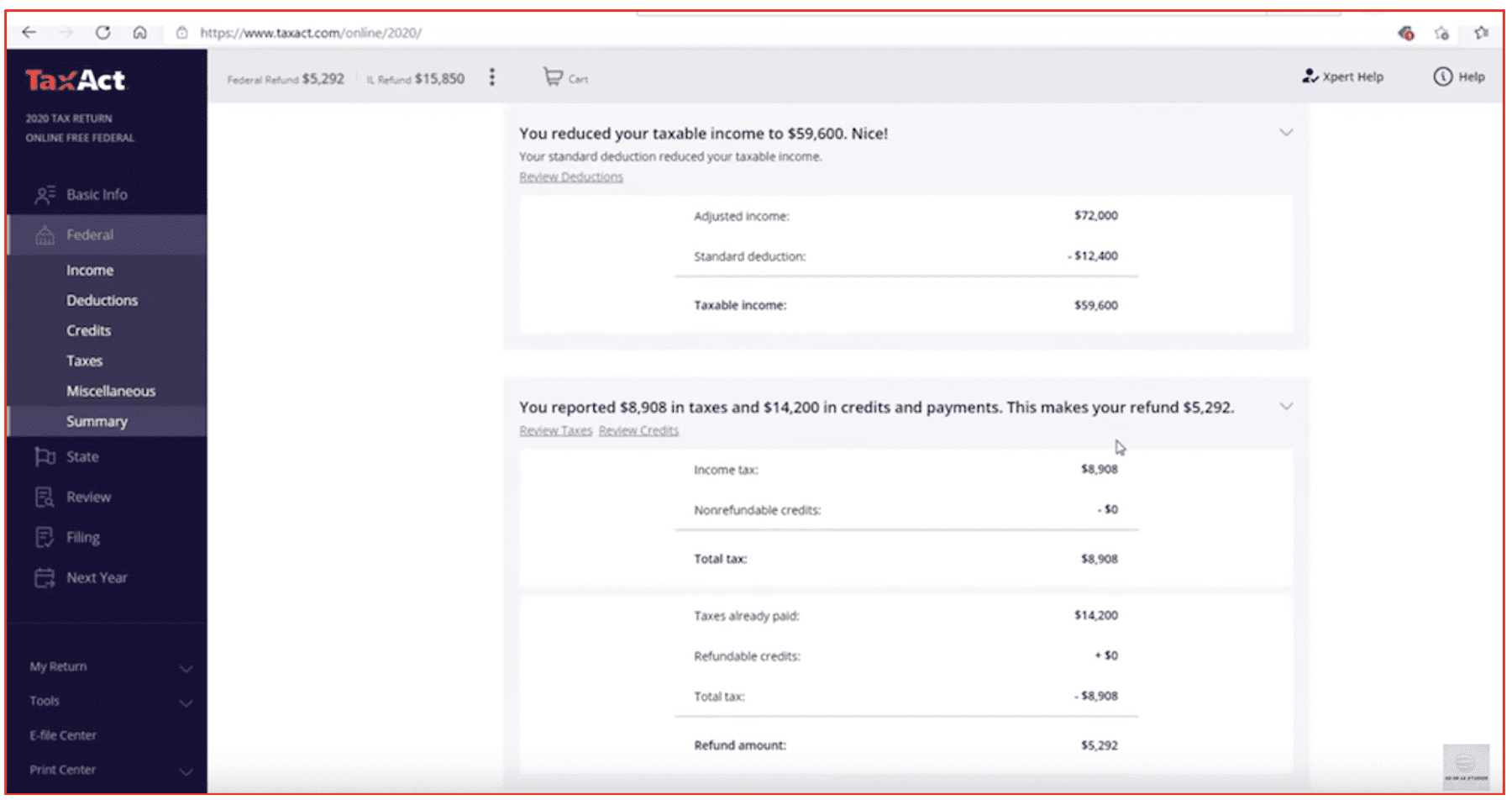 Screenshot of an example of the IRS Method using Buyer's Identity to commit tax fraud.